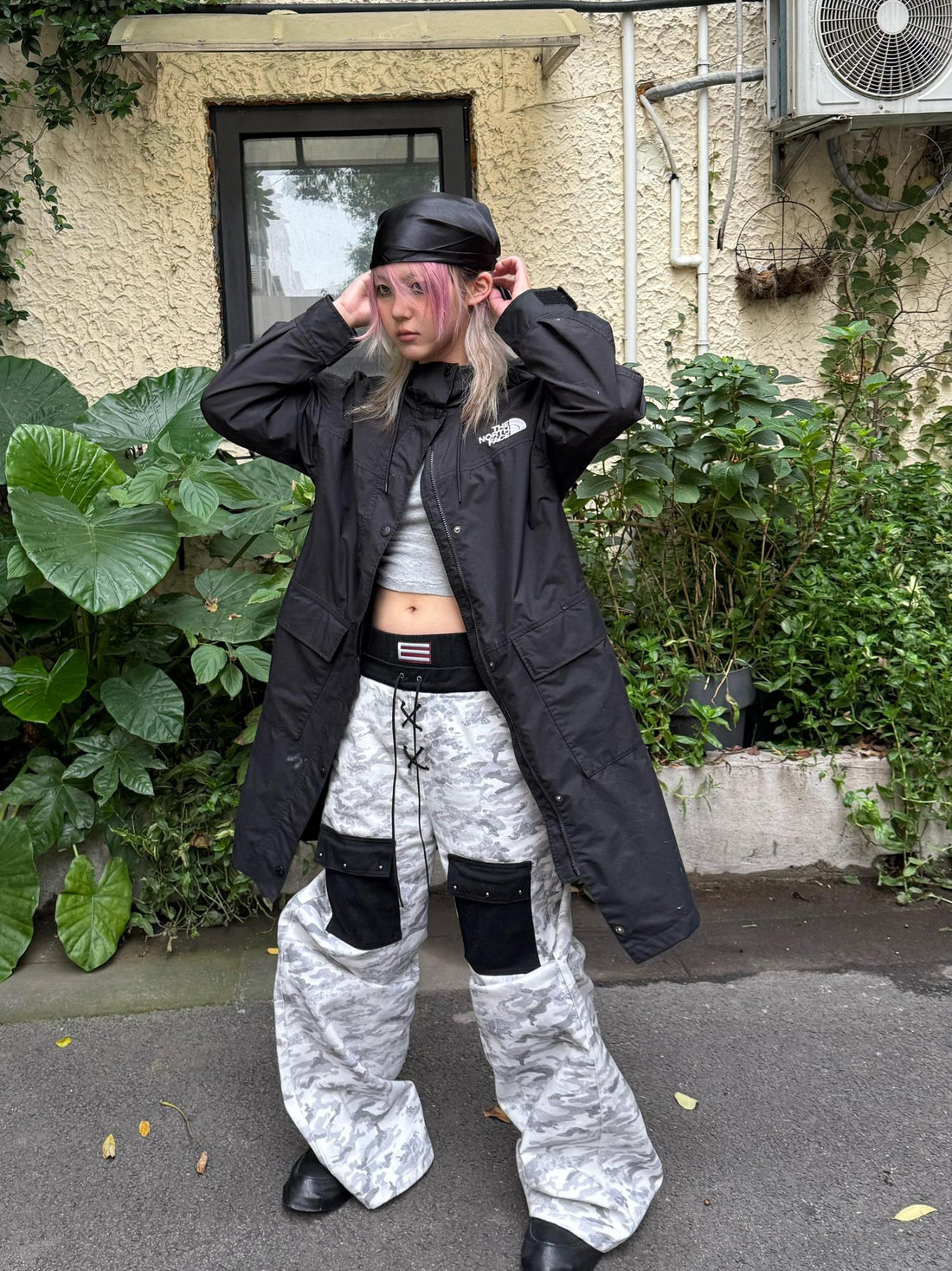 DETW online Custom Camo Dirty Wash Stacked Wide Leg Jeans