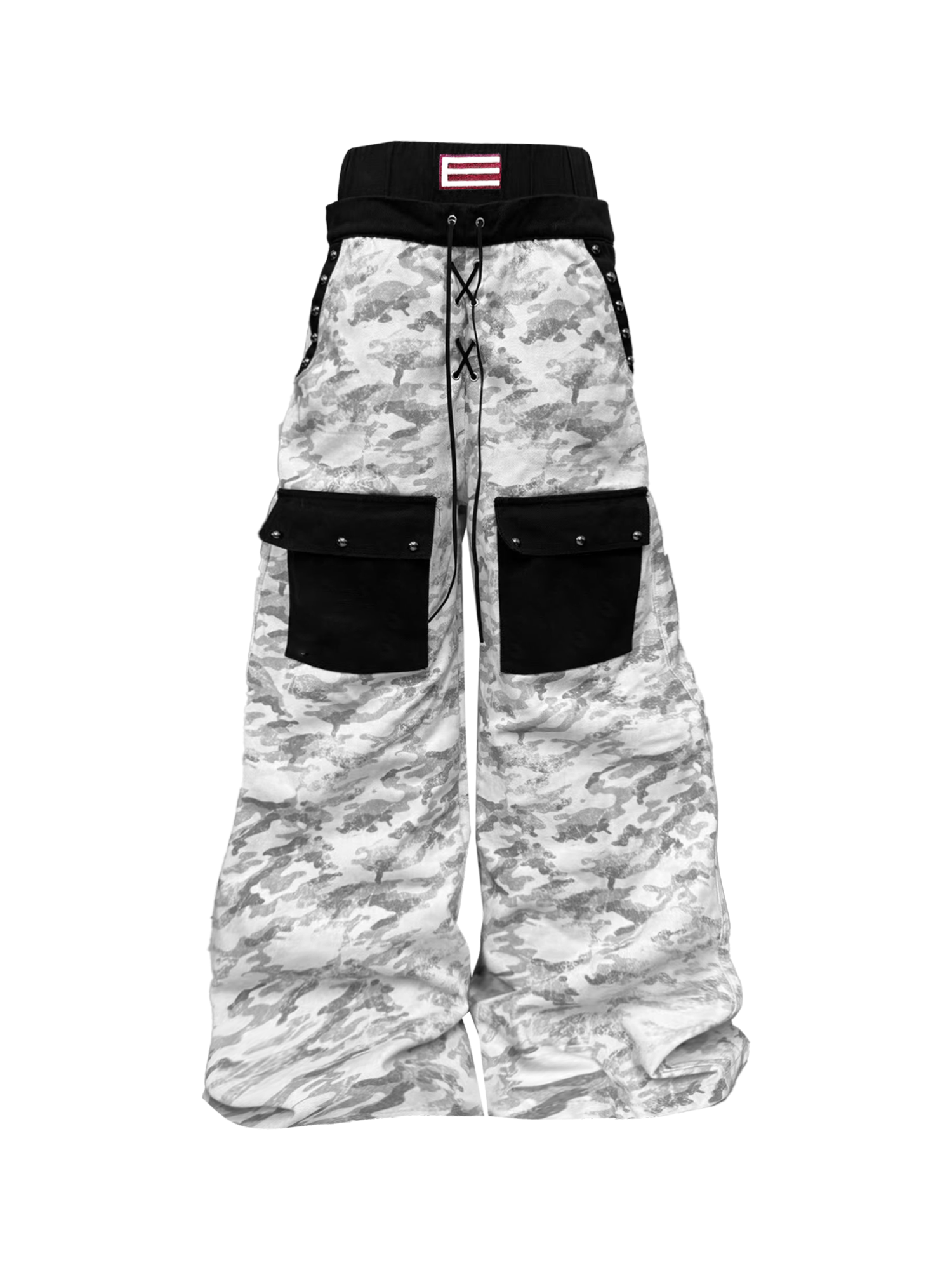DETW online Custom Camo Dirty Wash Stacked Wide Leg Jeans