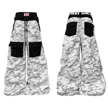 DETW online Custom Camo Dirty Wash Stacked Wide Leg Jeans