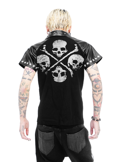 DETW online Dark Skeleton Studs Embroidered Slim Fit Tee