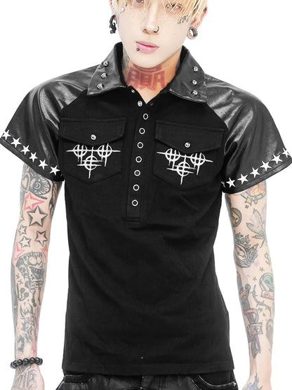 DETW online Dark Skeleton Studs Embroidered Slim Fit Tee