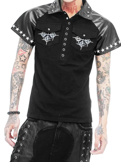 DETW online Dark Skeleton Studs Embroidered Slim Fit Tee