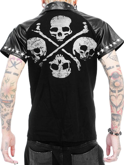 DETW online Dark Skeleton Studs Embroidered Slim Fit Tee