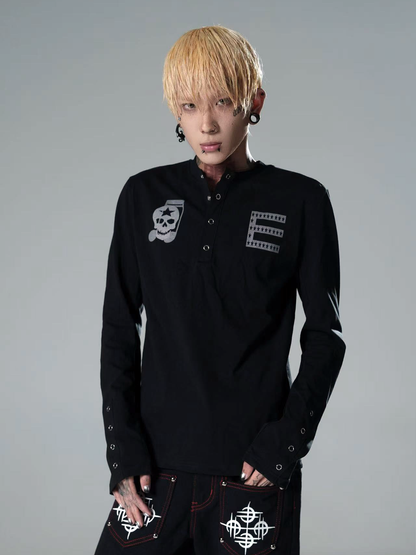 DETW online Dark Skull Henley Sleeve Fitted Tee