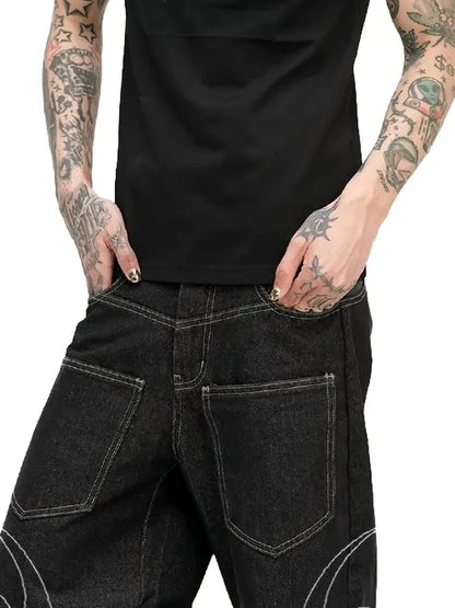 DETW online Dark Slogan Patchwork Pu Polo Tee