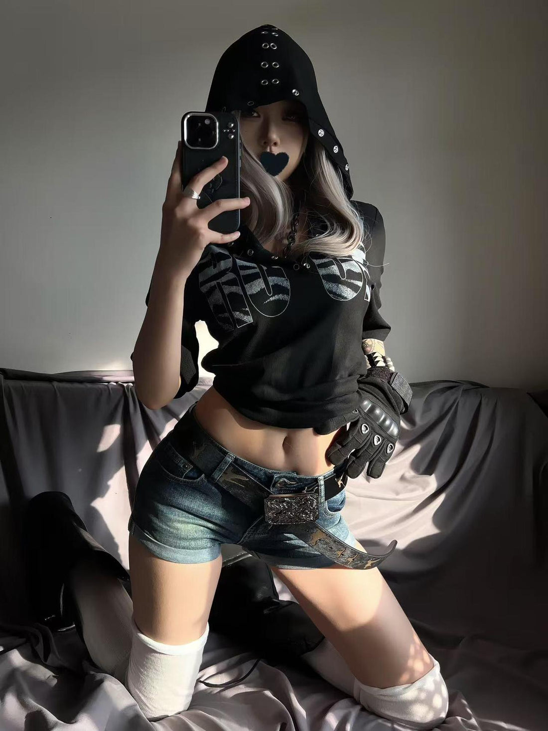 DETW online Dark Tiger Print Hooded Boxing Shirt