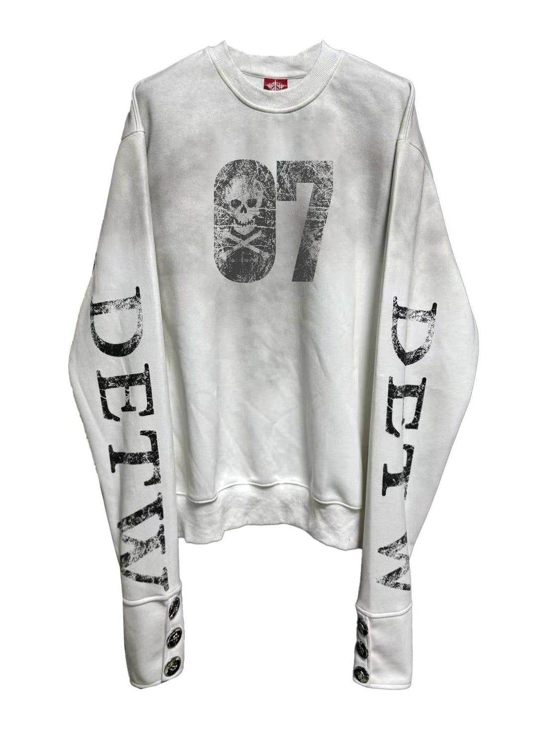 DETW online Dirty Wash Distressed Snap Placket Box Crop Sweatshirt