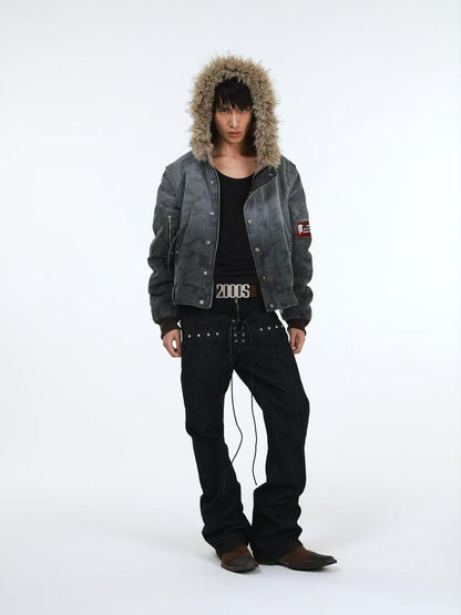 DETW online Distressed Camouflage Embroidered Badge Hooded Women&