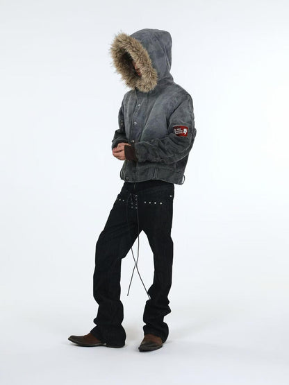 DETW online Distressed Camouflage Embroidered Badge Hooded Women&