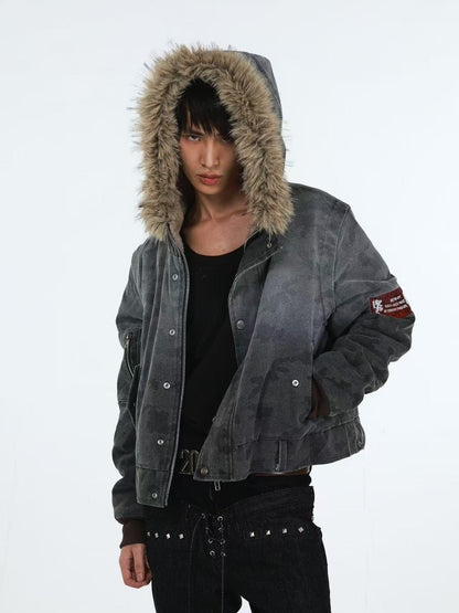 DETW online Distressed Camouflage Embroidered Badge Hooded Women&