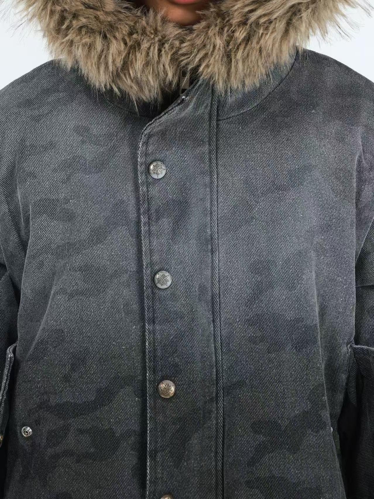 DETW online Distressed Camouflage Embroidered Badge Hooded Women&