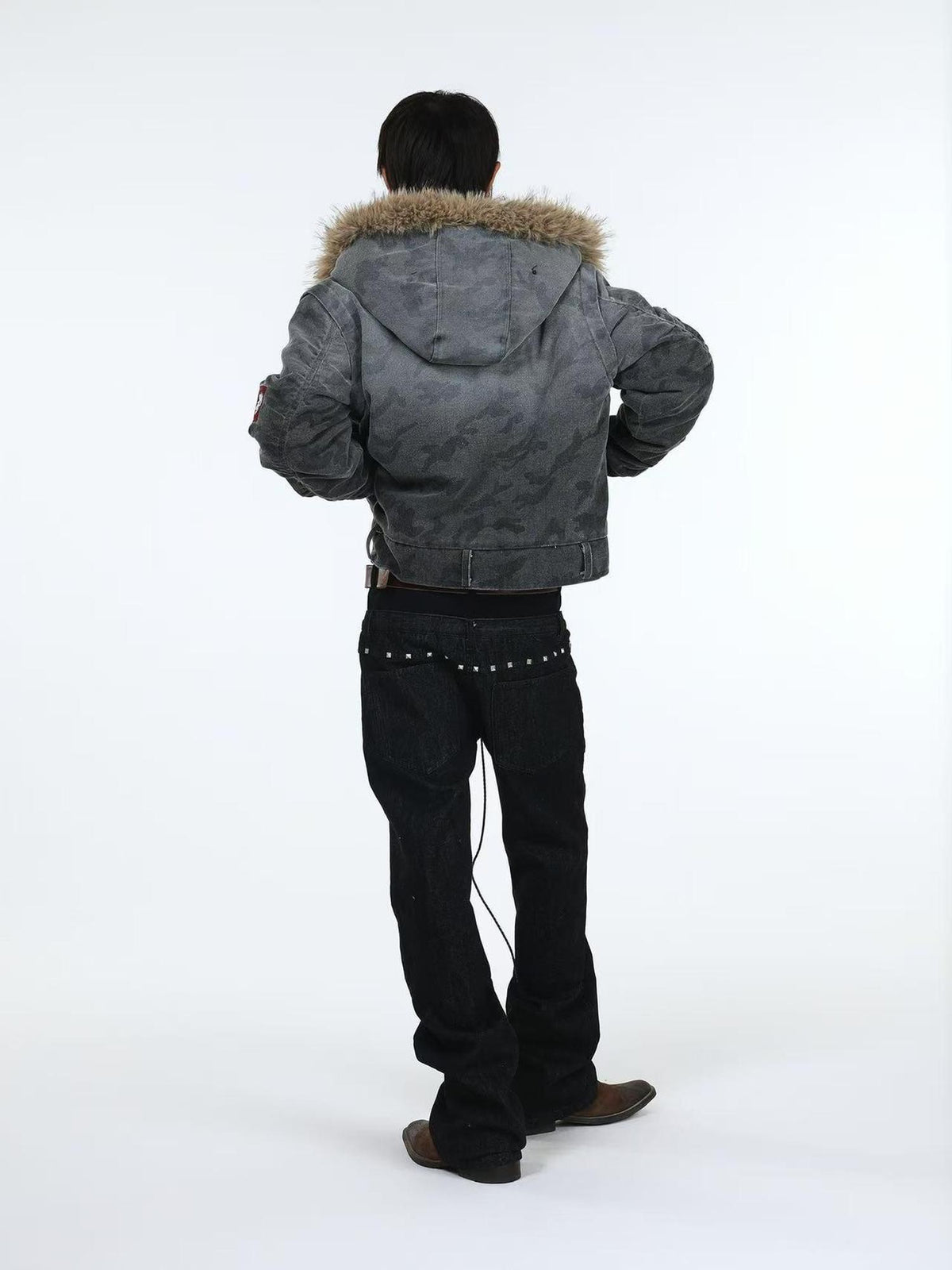 DETW online Distressed Camouflage Embroidered Badge Hooded Women&