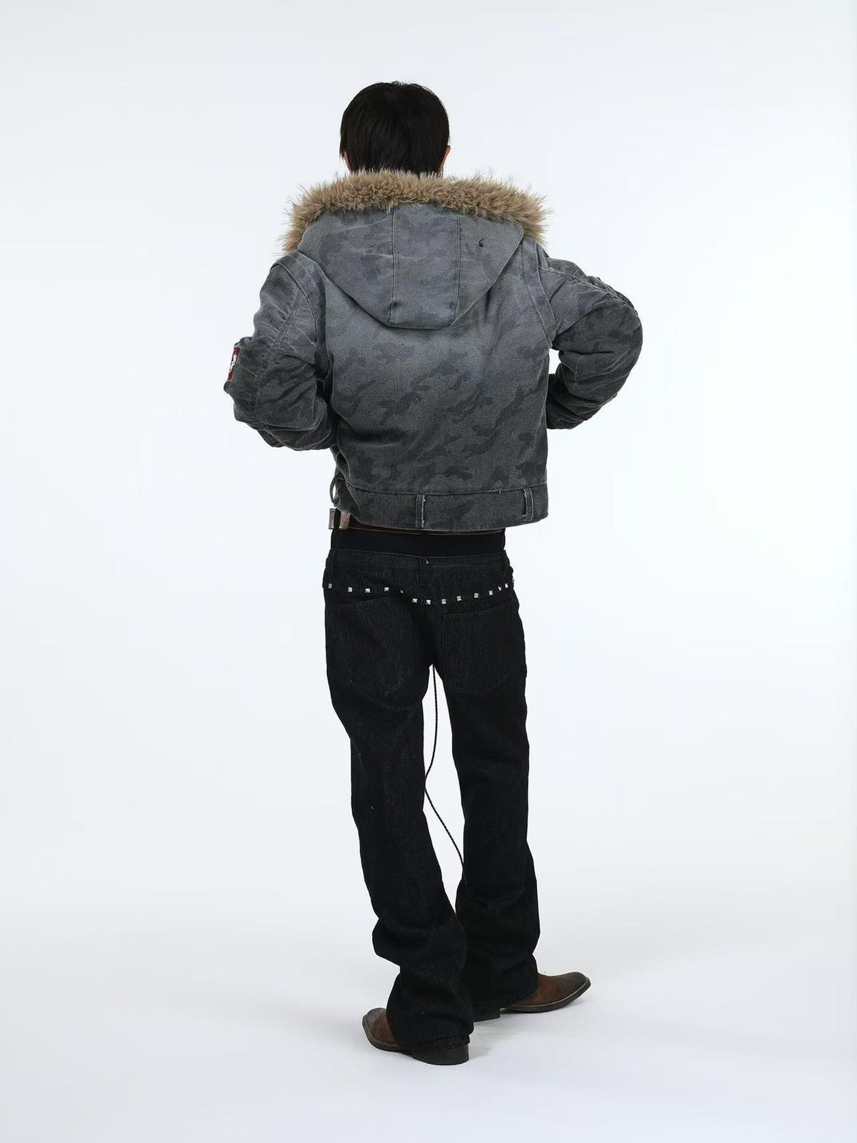 DETW online Distressed Camouflage Embroidered Badge Hooded Women&