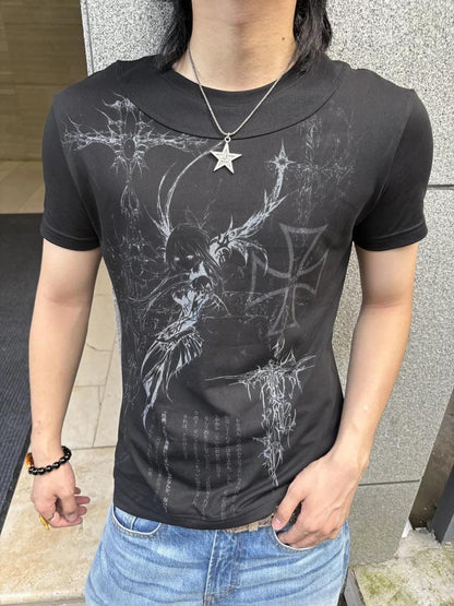 DETW online Double Collar Asymmetrical Tee