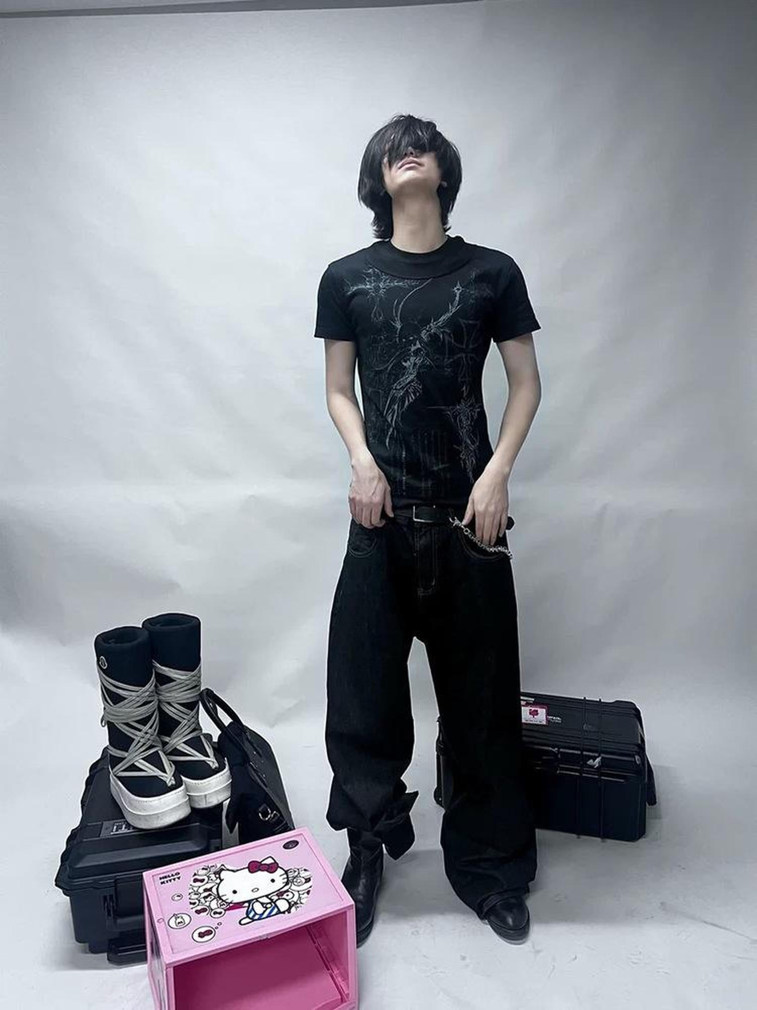 DETW online Double Collar Asymmetrical Tee