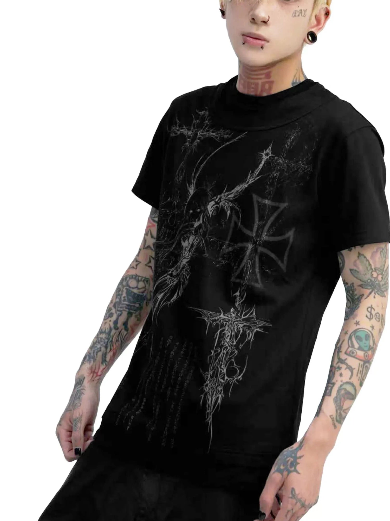DETW online Double Collar Asymmetrical Tee