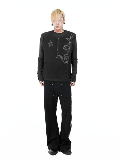 DETW online Double Layer Cuff Note Sheer Slim Fit Tee