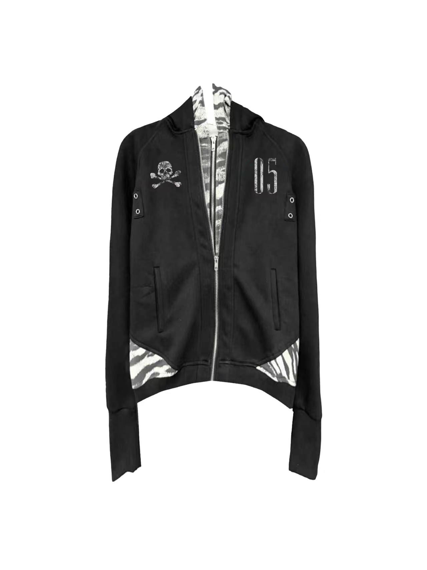 DETW online Double Layer Hooded Tiger Print Sweatshirt