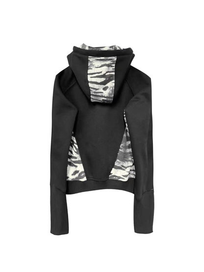 DETW online Double Layer Hooded Tiger Print Sweatshirt