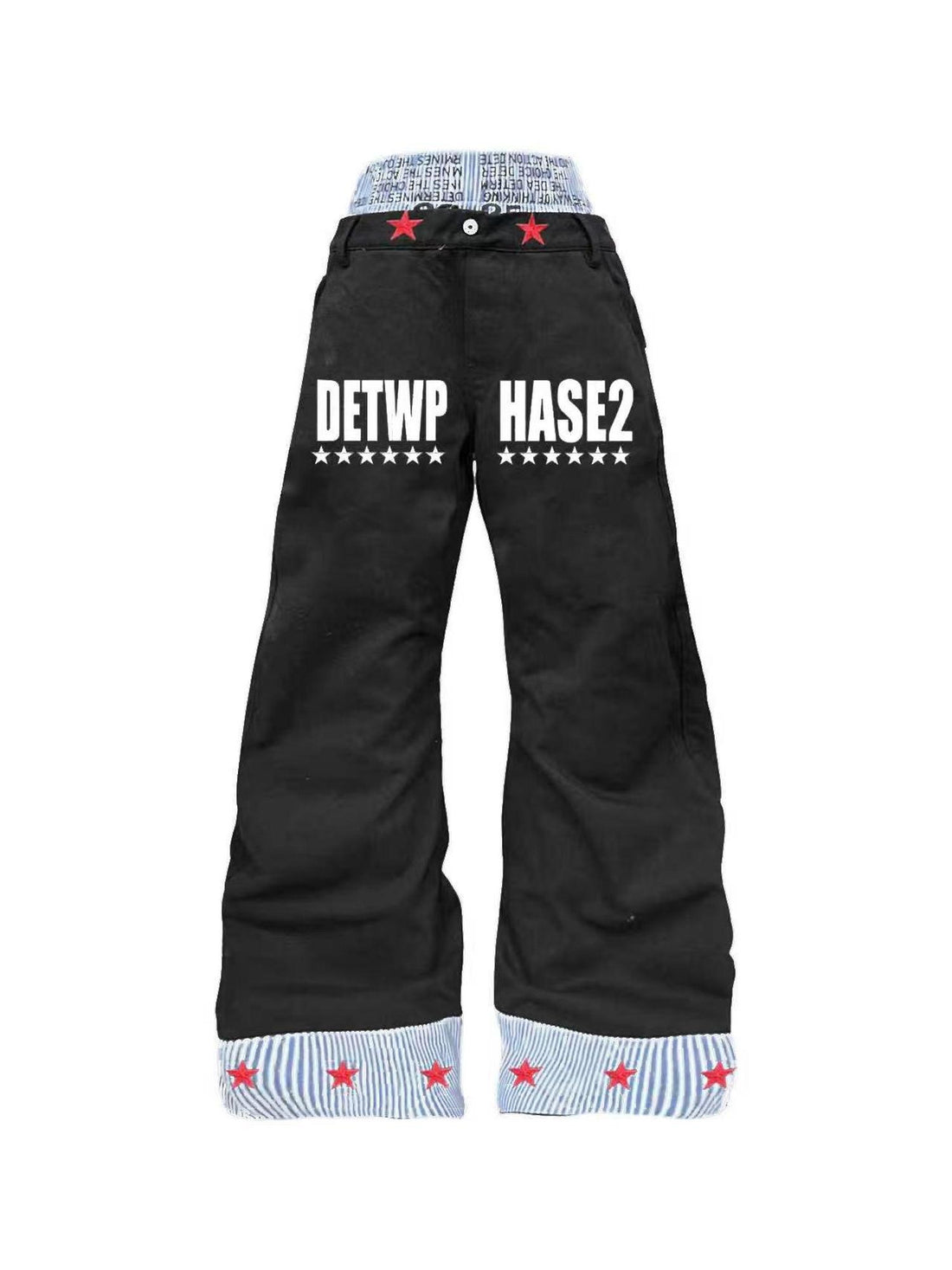 DETW online Double Waist Stacked Design Distressed White Jeans