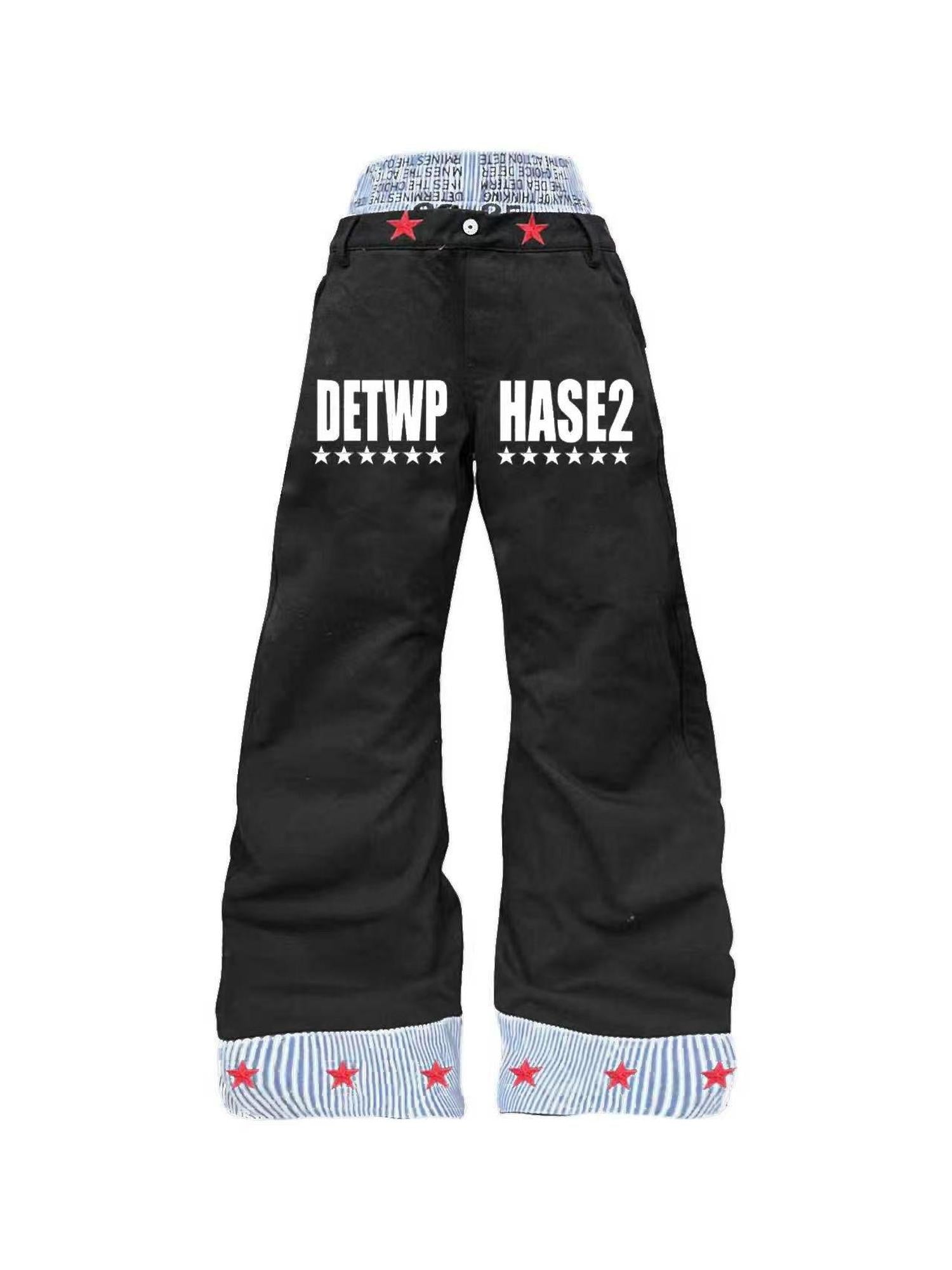 DETW online Weiße Jeans im „Doppelbund“-Design mit Lagen-Optik und Used-Look
