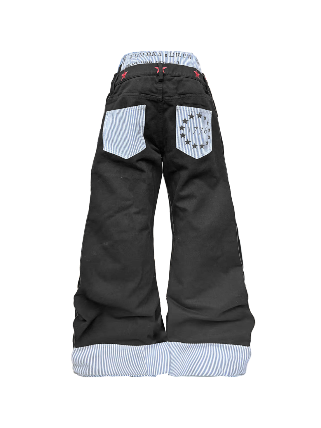 DETW online Double Waist Stacked Design Distressed White Jeans