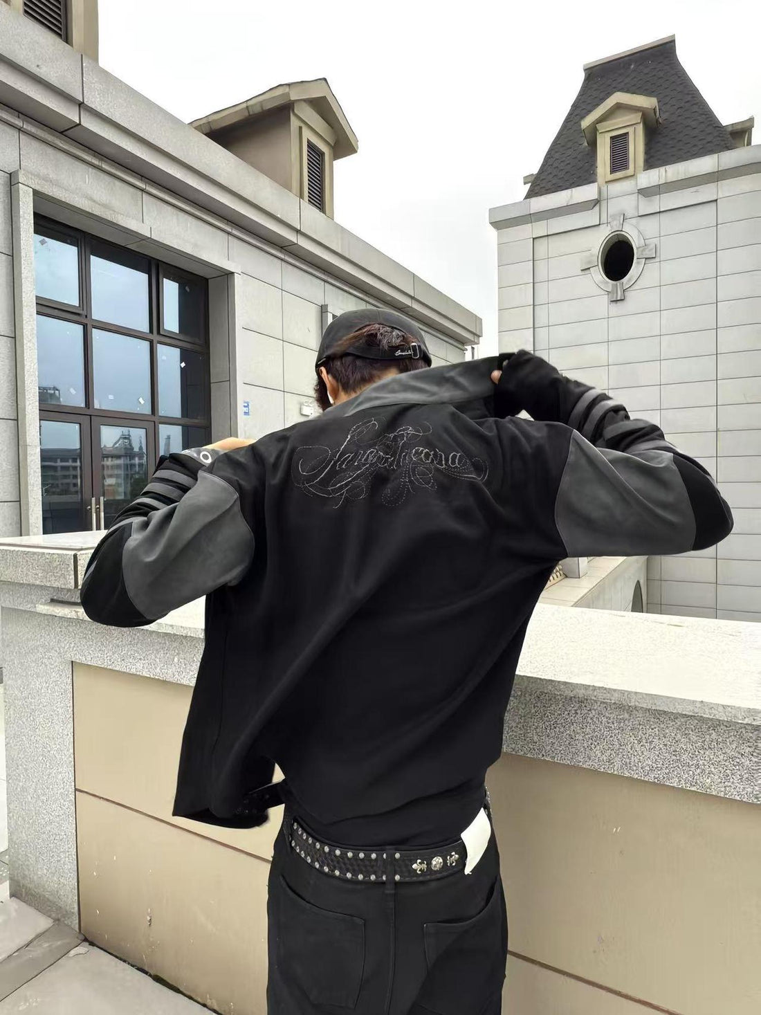 DETW online Pleated Suede Biker Jacket