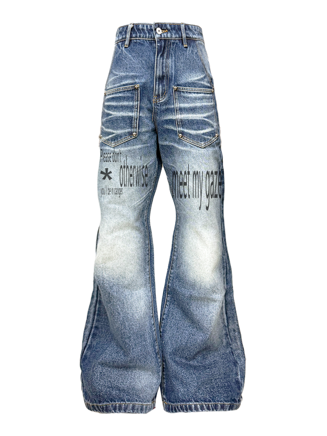 DETW online Pleated Wash Denim With Rivet Embellishments