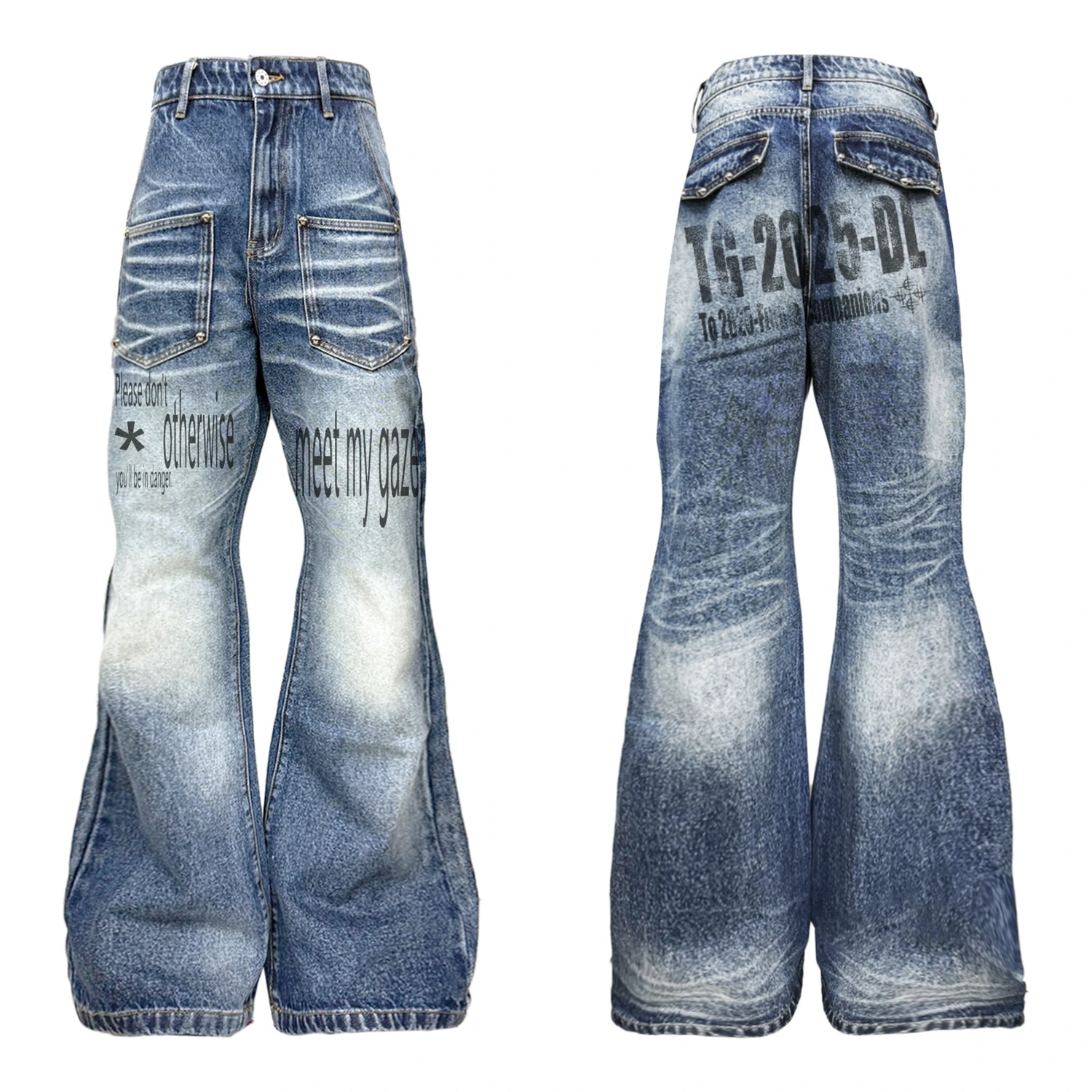 DETW online Pleated Wash Denim With Rivet Embellishments