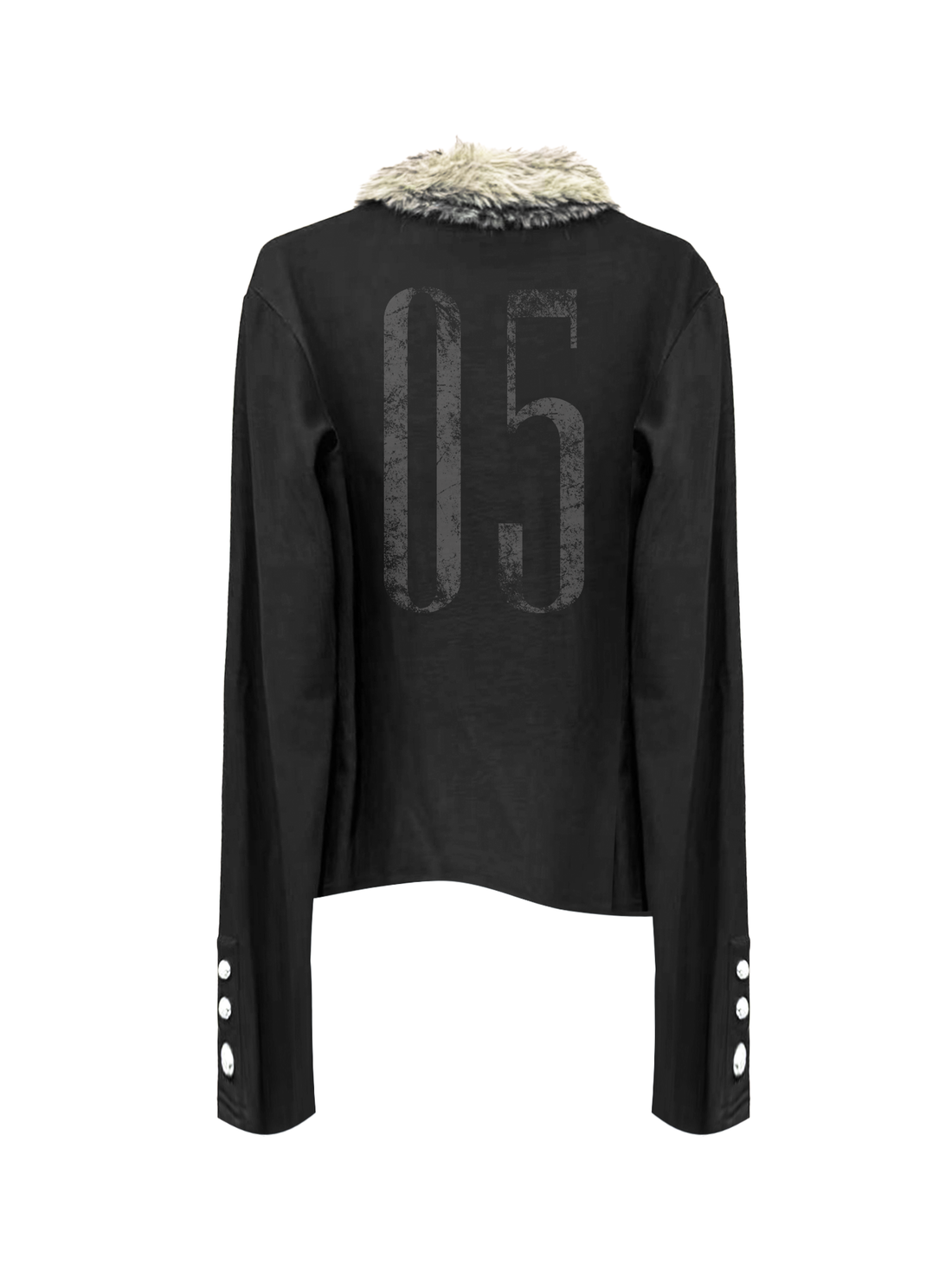 DETW online Polo Collar Sweater With Fur Trim And Asymmetric Design