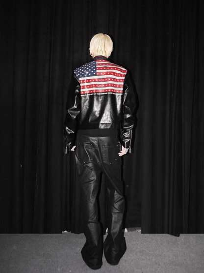 DETW online Kurze Lederjacke im Punk-Metal-Stil mit Nieten