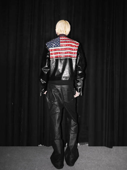 DETW online Kurze Lederjacke im Punk-Metal-Stil mit Nieten