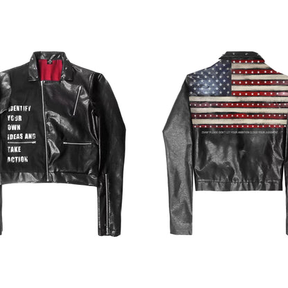 DETW online Kurze Lederjacke im Punk-Metal-Stil mit Nieten