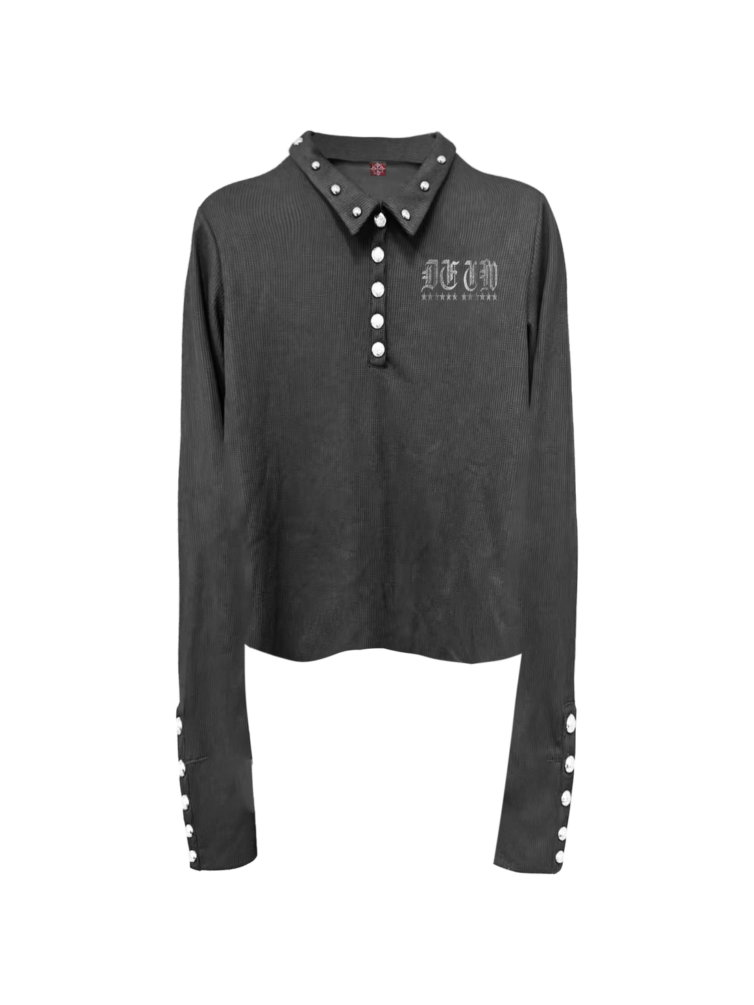 DETW online Punk Print Lettering Henley Polo Shirt