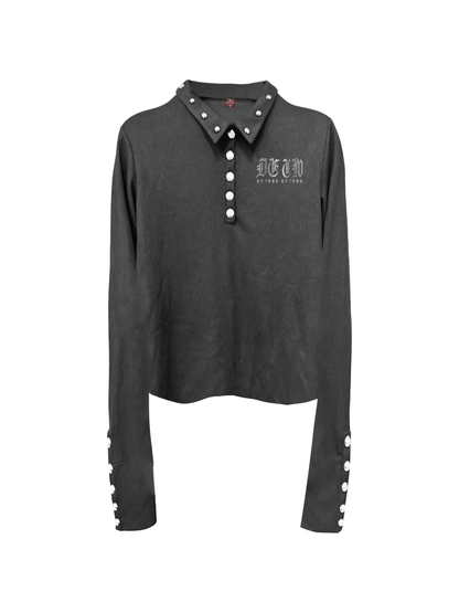 DETW online Punk Print Lettering Henley Polo Shirt