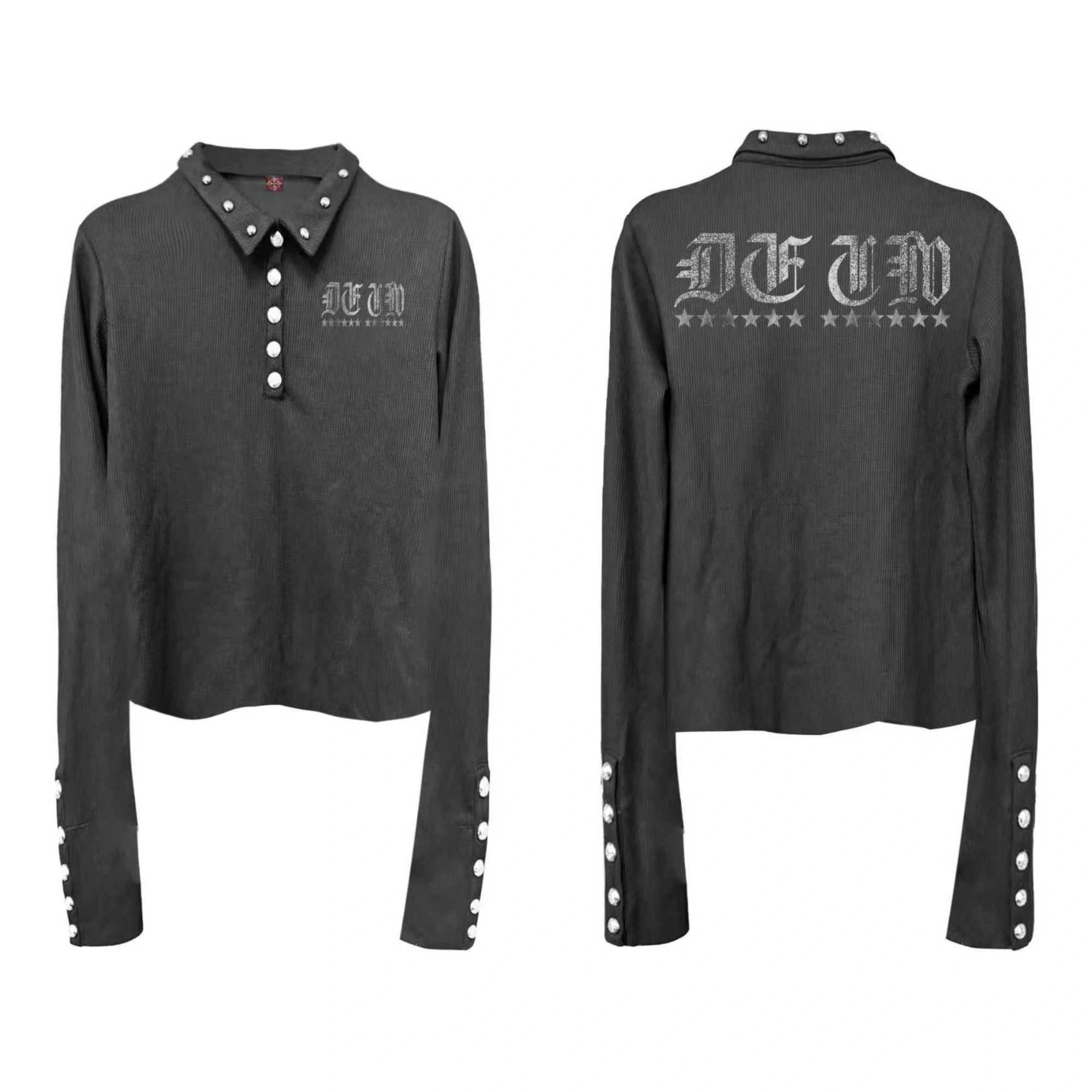 DETW online Punk Print Lettering Henley Polo Shirt
