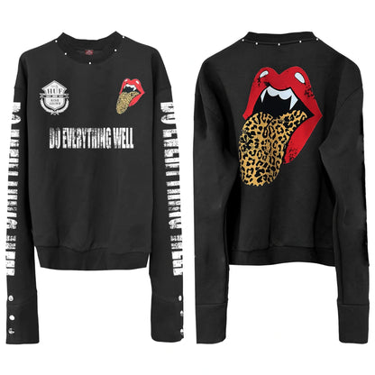 DETW online Punk Tongue Print Ribbed Sweatshirt