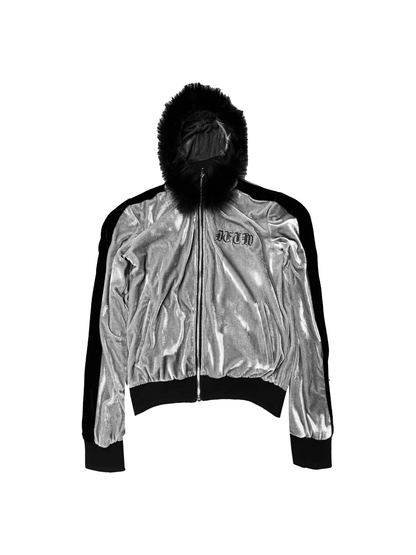 DETW online Silver Velvet Retro Zip Hoodie