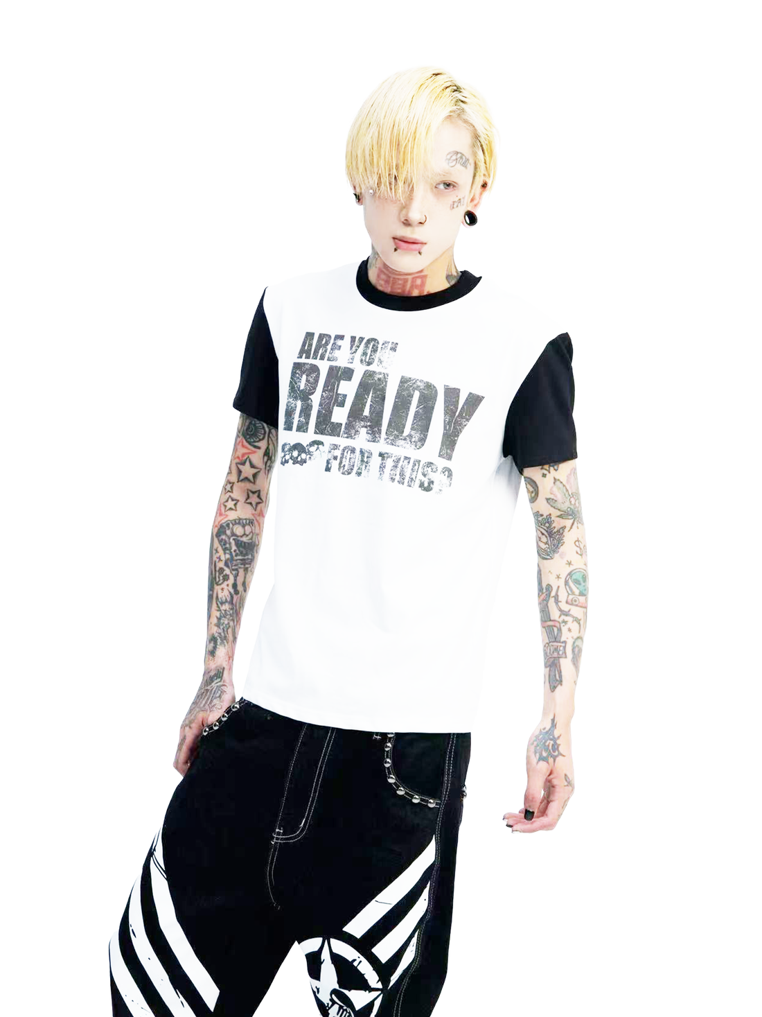 DETW online Skull Contrast Stitch Slim Tee