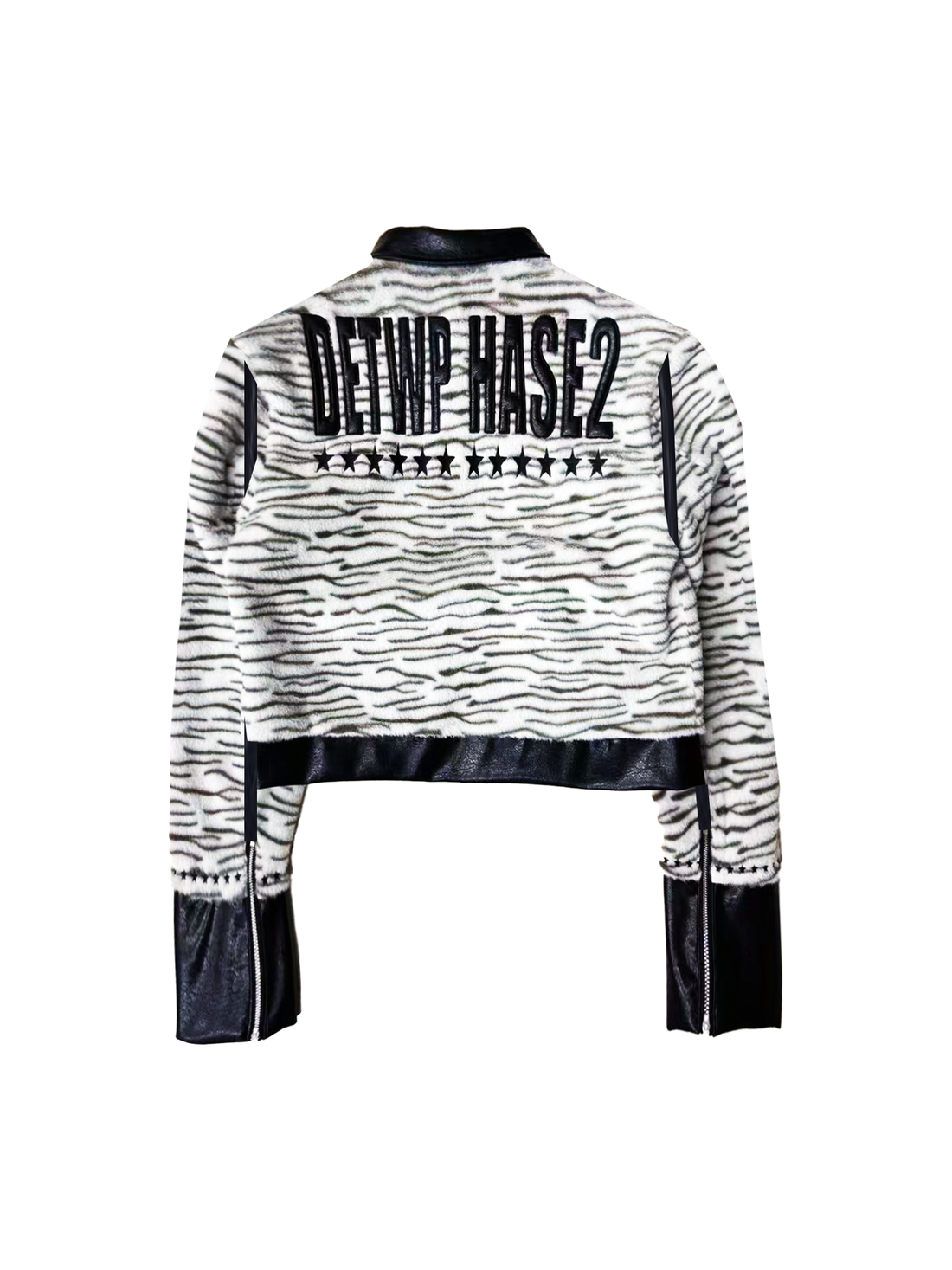 DETW online Tiger Stripe Patchwork Cropped Jacket