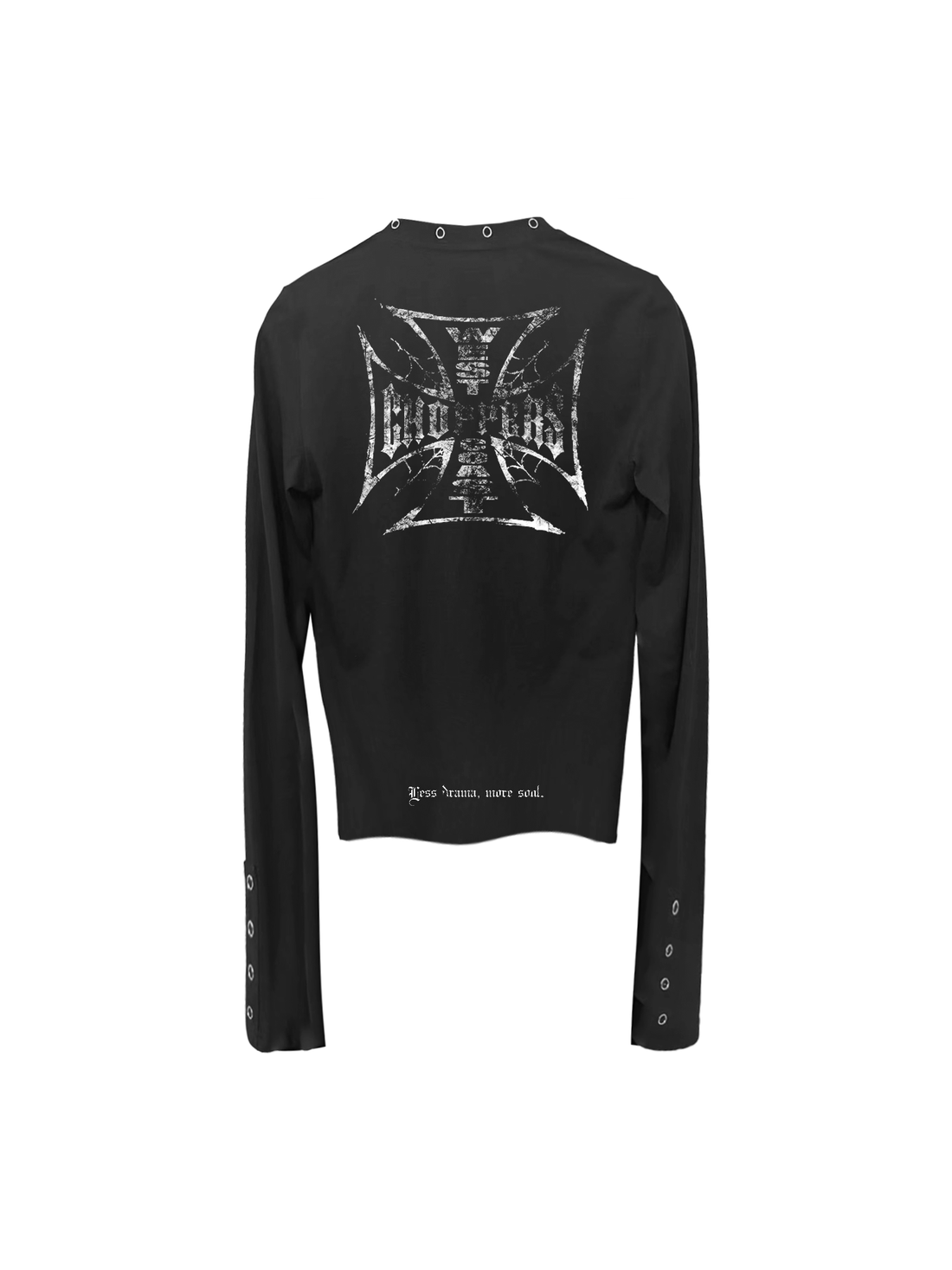 V-Neck Metal Button Gothic Cotton Long Sleeve Top T-shirt