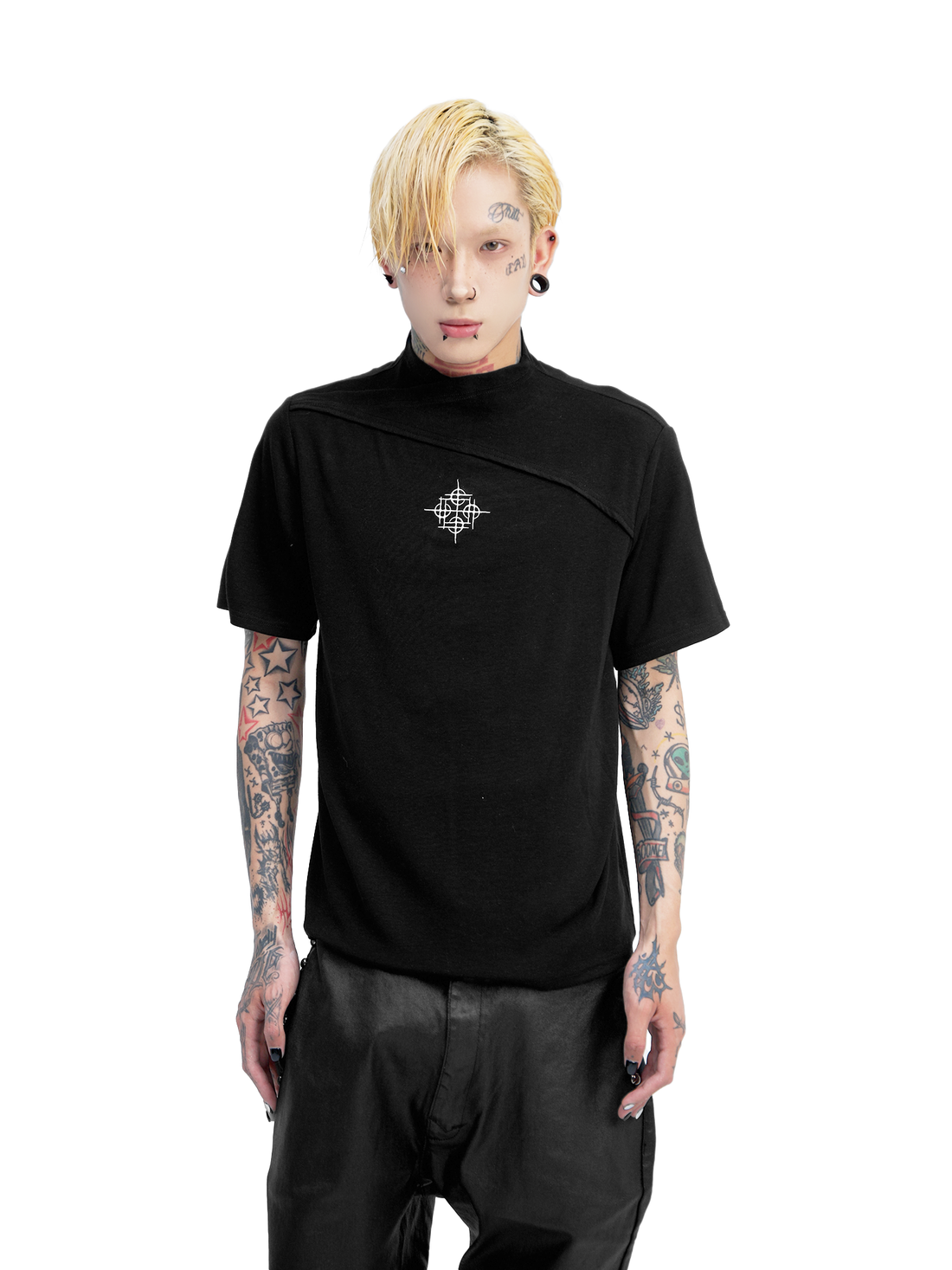 DETW online Vintage Cross Neckline Fitted Tee