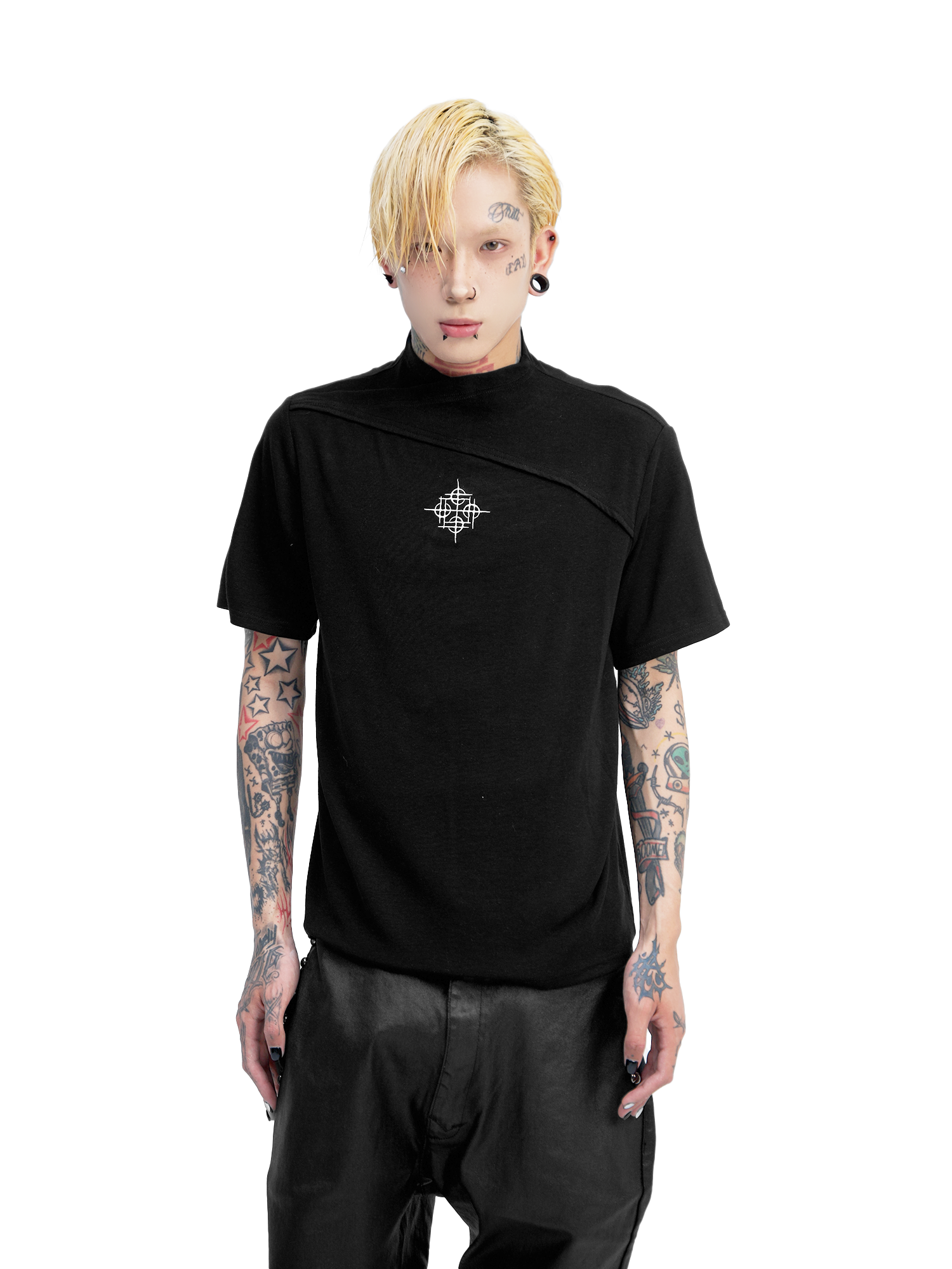 DETW online Vintage Cross Neckline Fitted Tee