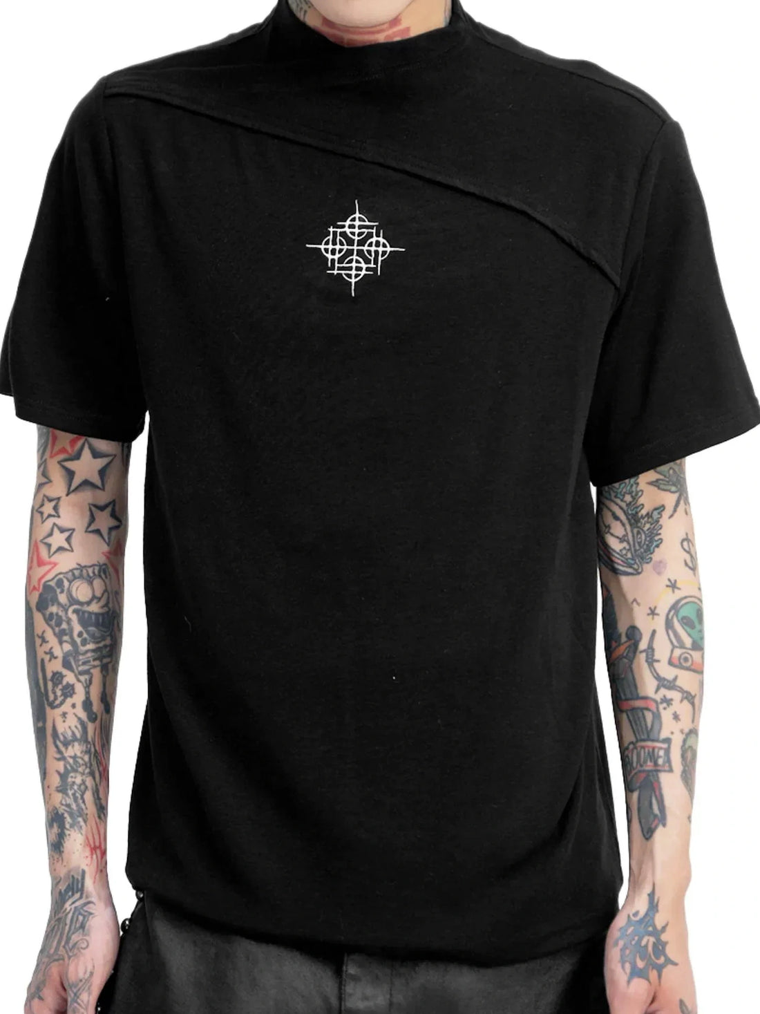 DETW online Vintage Cross Neckline Fitted Tee