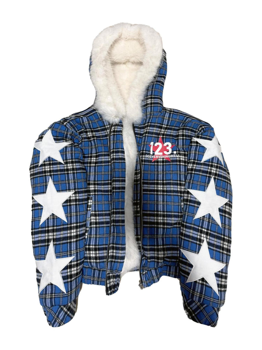 DETW online Vintage Plaid Eagle Embroidered Fleece Zip Up