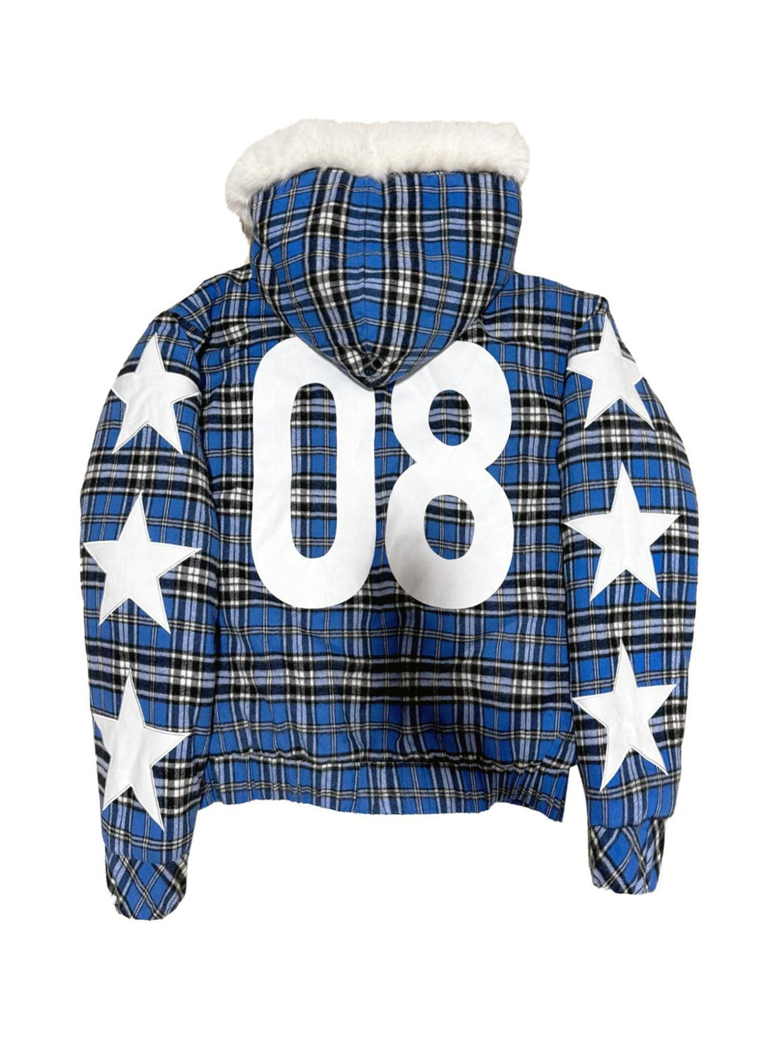 DETW online Vintage Plaid Eagle Embroidered Fleece Zip Up