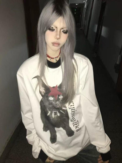DETW online Vintage Punk Contrast Stitch Long Sleeve Tee