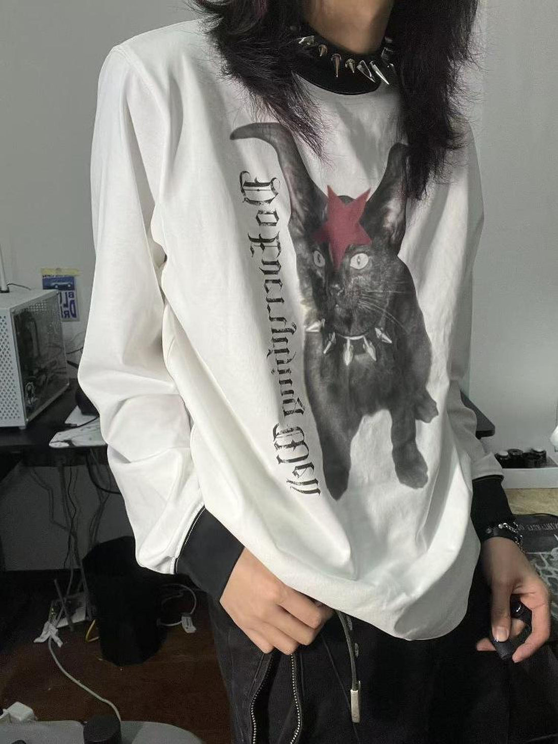 DETW online Vintage Punk Contrast Stitch Long Sleeve Tee