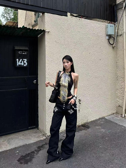 DETW online Vintage Punk Dual Buckle Canvas Pants