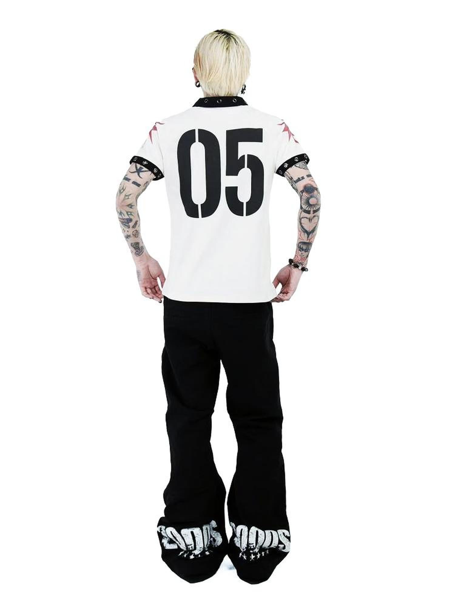 DETW online Vintage Skull Print Retro Street Polo Shirt
